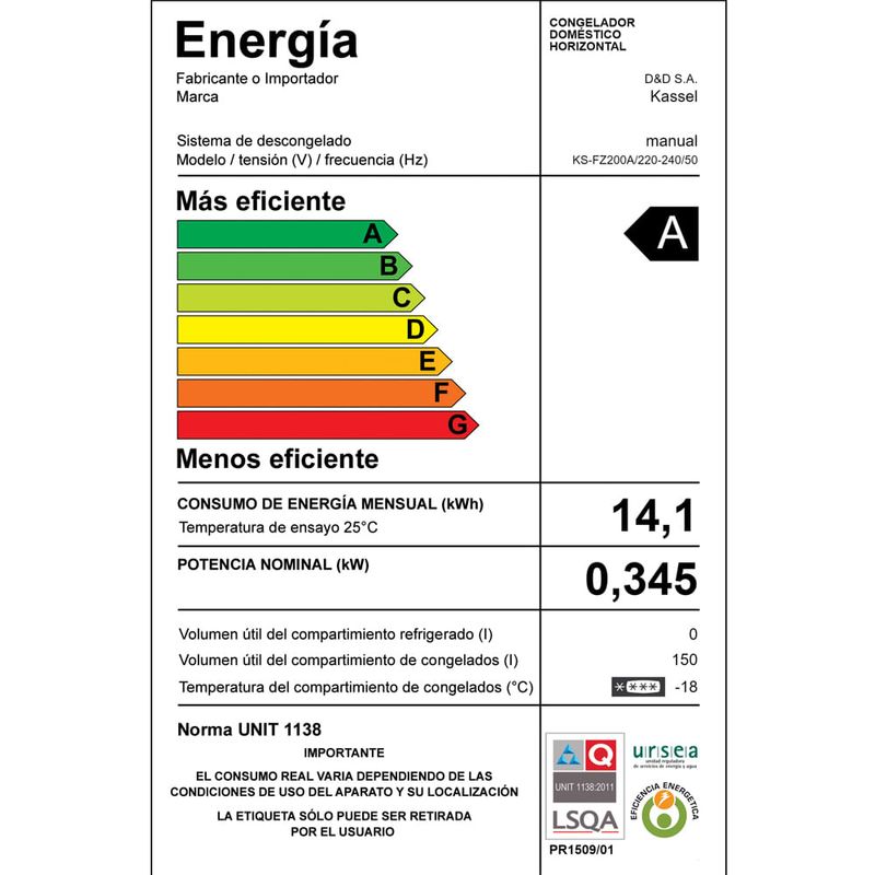 Freezer-KASSEL-Mod-KS-FZ200-155-L-clase-A-0