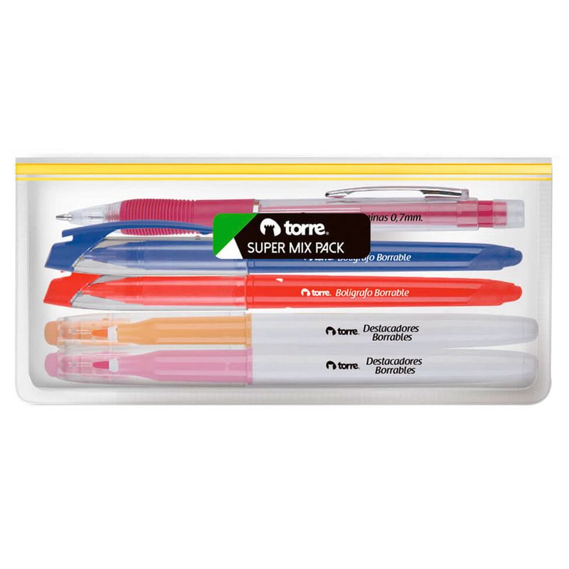 Set-borrable-TORRE-1-portaminas-2-boligrafos---2-destacadores-0