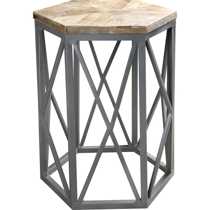 Mesa-lateral-para-living-hexagonal-hierro-y-madera-maciza-53x45x45-cm-0