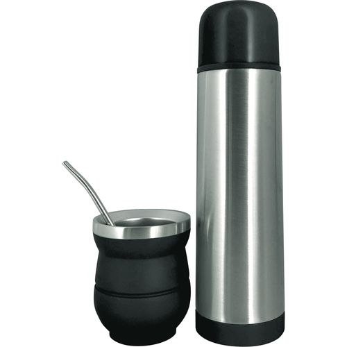 Set mate con bombilla y termo 500ml negro