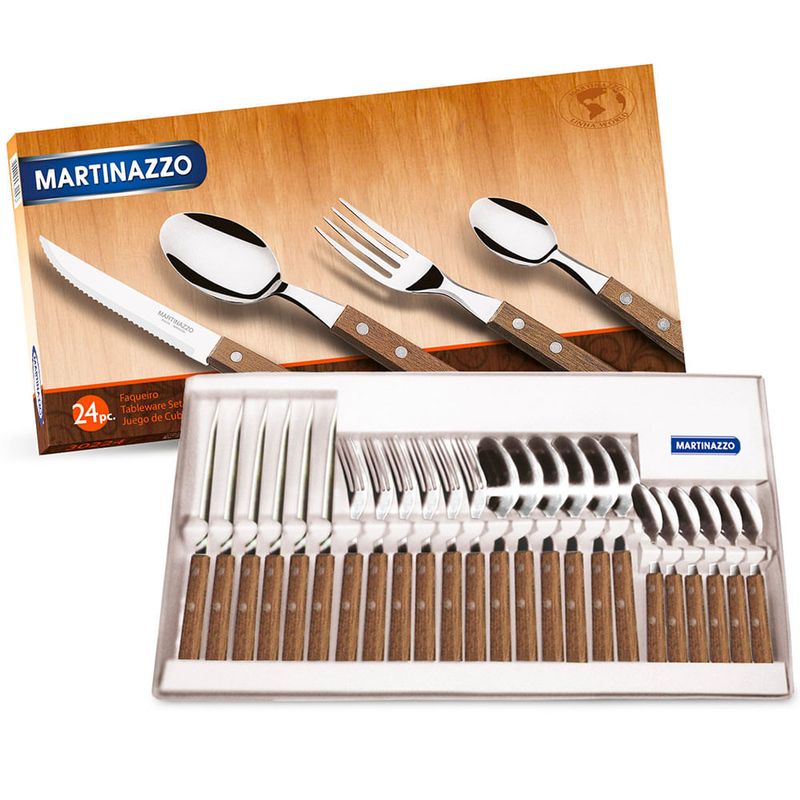 Juego-cubiertos-24-piezas-acero-inoxidable-mango-madera-0