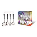 Set-menage-4-piezas-acero-inoxidable-mango-negro-0