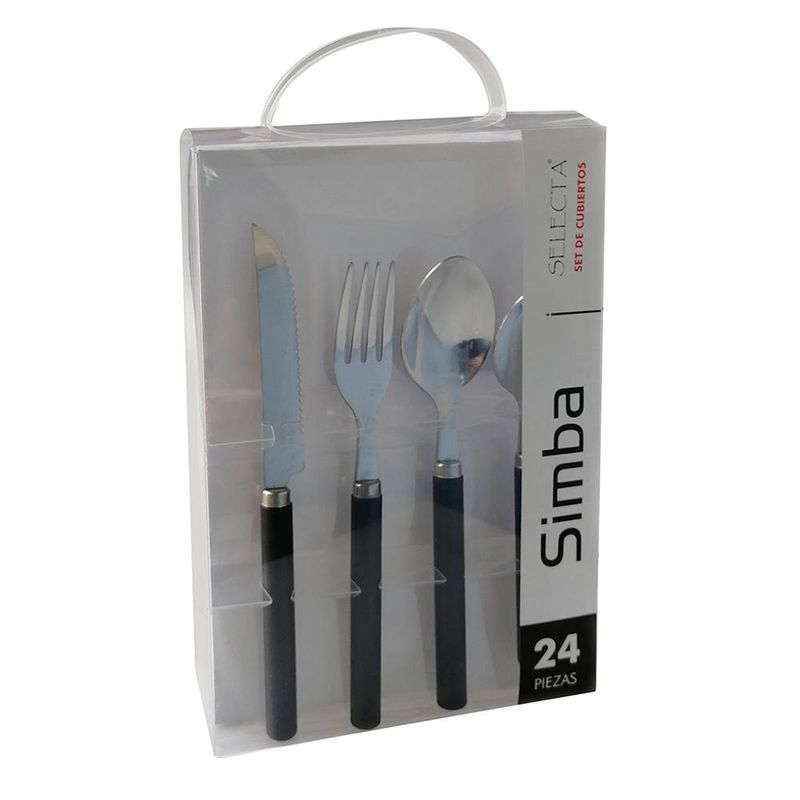 Juego-de-cubiertos-24-piezas-SIMBA-mango-plastico-negro-0