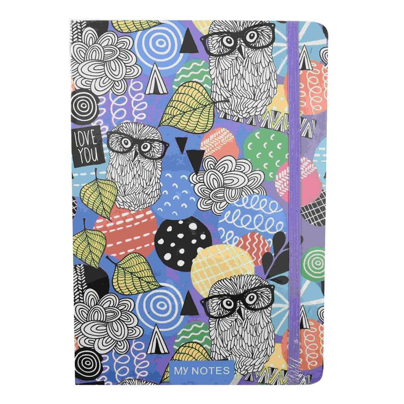 Libreta-tapa-dura-A5-lomo-con-elastico-80h-lechuza-0