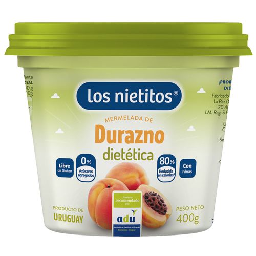 Mermelada durazno LOS NIETITOS 0% azúcar 400 g