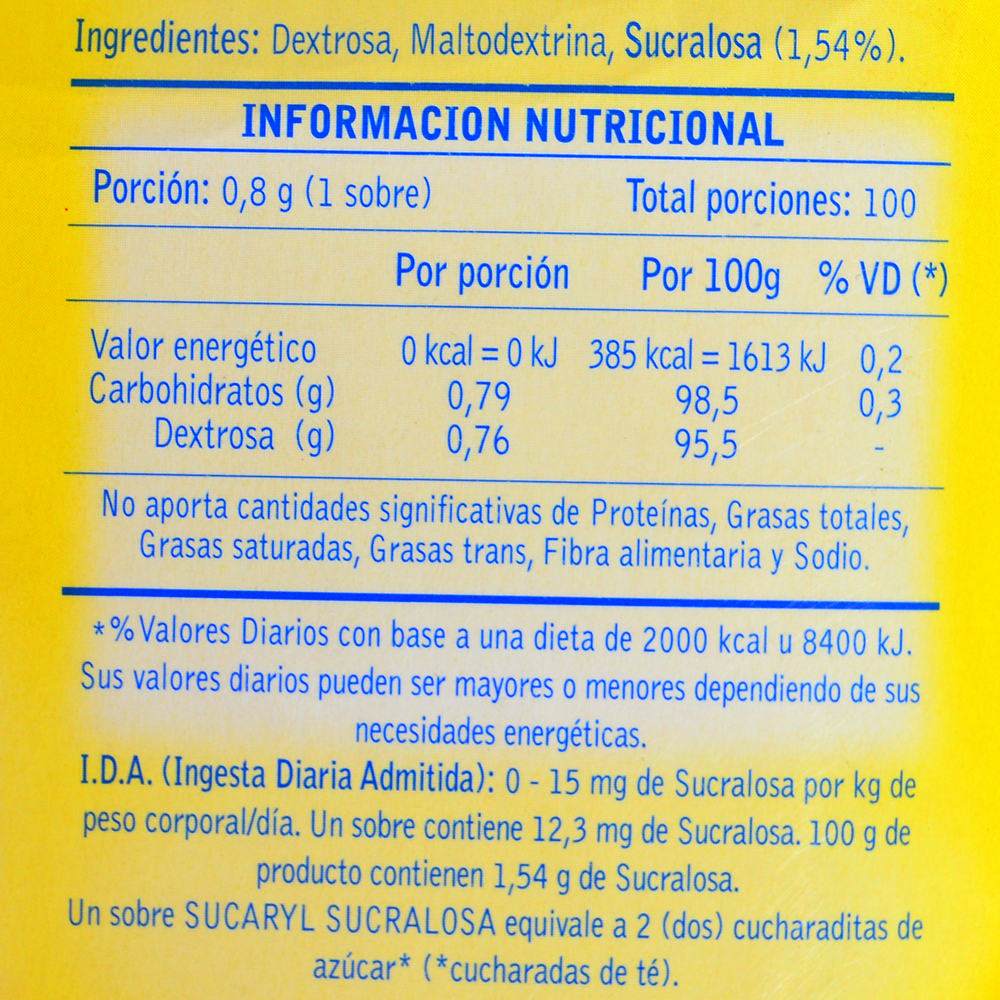 Edulcorante SUCARYL sucralosa 100 sobres + 50 de regalo - Disco