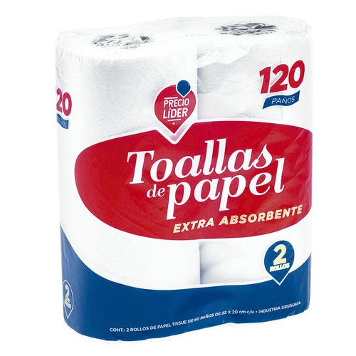 Toalla papel PRECIO LIDER 60 paños c/u  x 2 un.