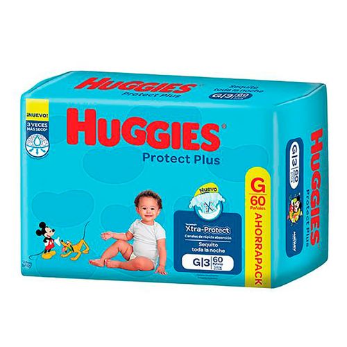 Pañal HUGGIES pan prot plus G 60 un.