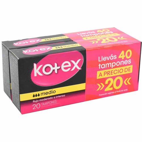 Pack 2x1 tampones KOTEX 40 un.