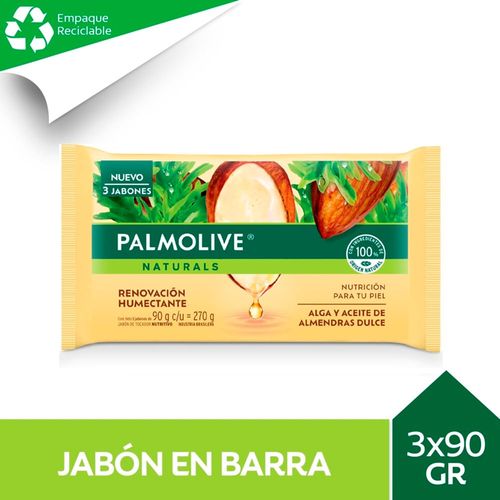 Pack x3 jabón de tocador PALMOLIVE almendra y lano 90 g