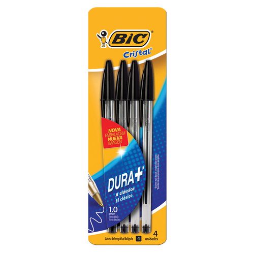 Bolígrafo BIC Cristal x 4 negros
