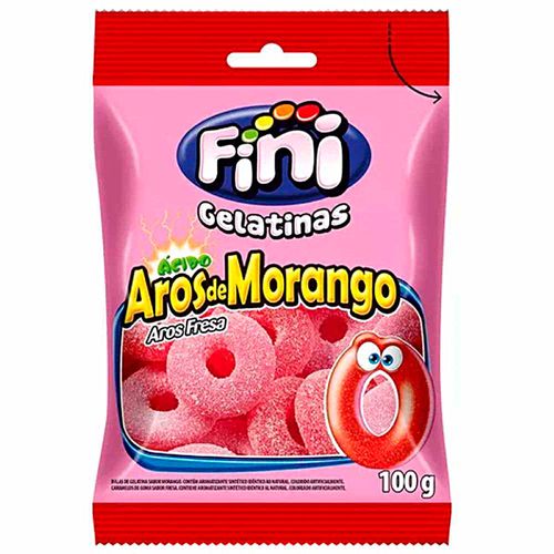 Caramelos de gelatina FINI aros de fresa 100 g