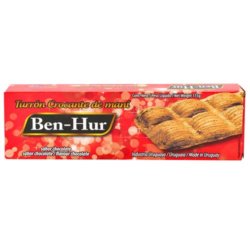 Turrón crocante maní con chocolate BEN HUR 115 g