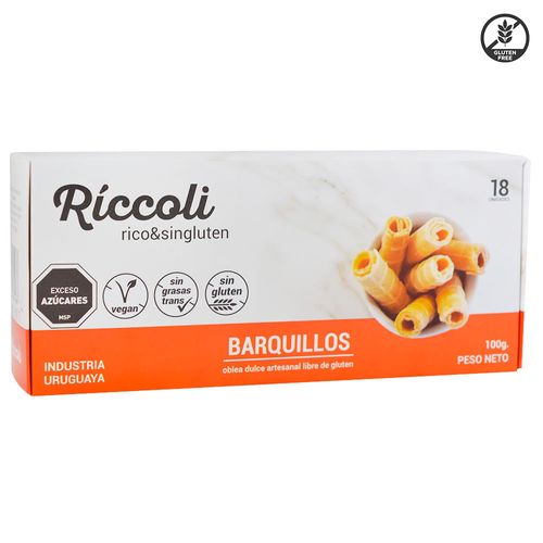 Barquillos RICCOLI sin gluten 18 unid 100 g