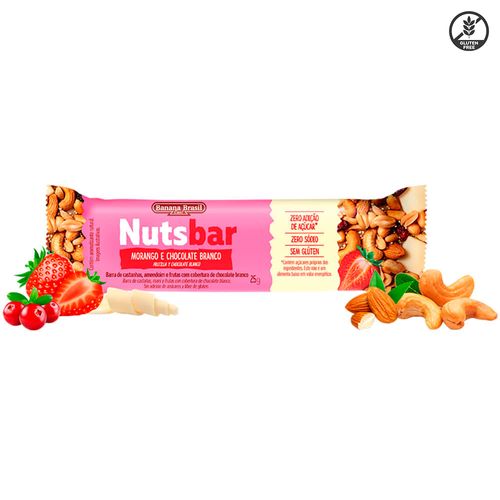 Barra NUTS bar chocolate blanco y frutilla 25g