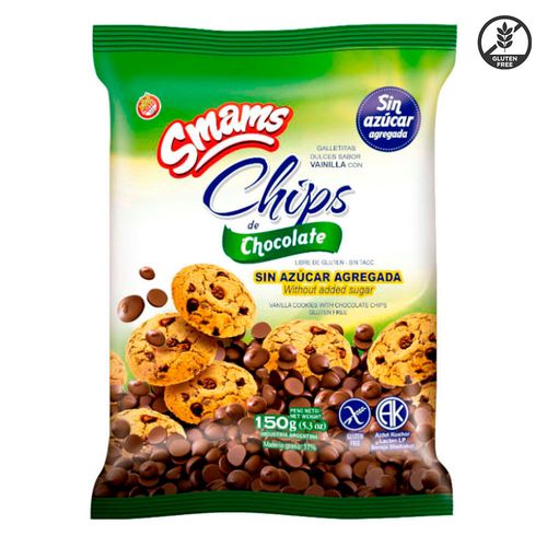 Galletitas SMAMS chips choco sin azúcar y sin gluten 150g