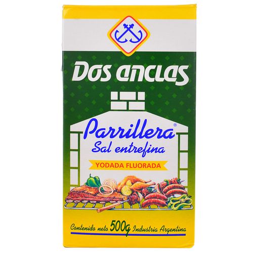 Sal DOS ANCLAS yodado fluorada parrillera 500 g