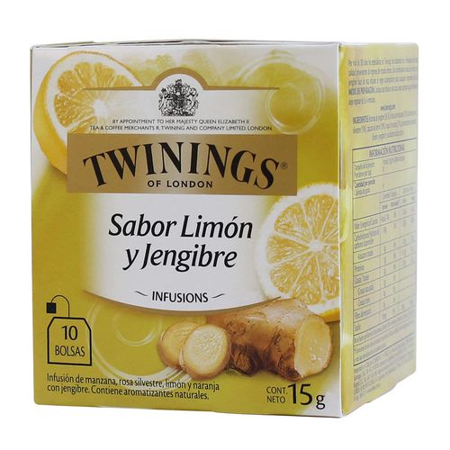 Té TWININGS limón y jengibre 10 un.