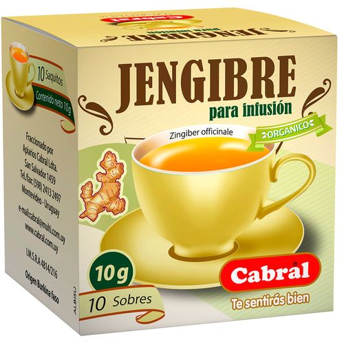 Té orgánico CABRAL Jengibre 10 un.