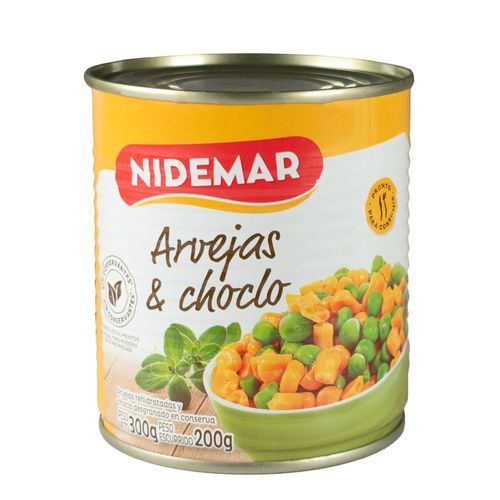 Dueto arvejas + choclo NIDEMAR 320g