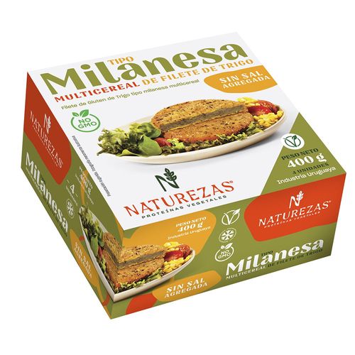 Milanesa de trigo NATUREZAS s/sal x 4 un. cj x 400 g