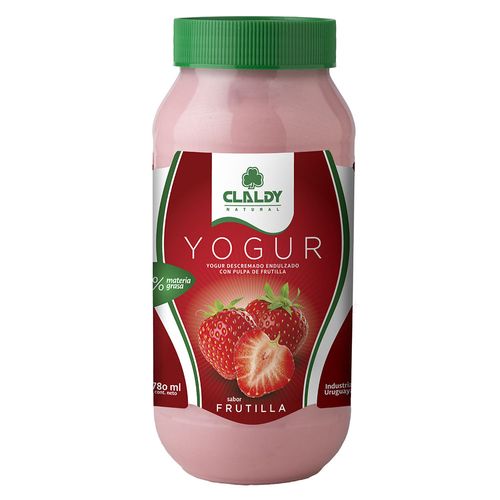 Yogur CLALDY descremado frutilla 780 cc