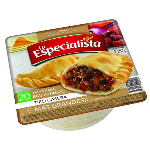 Tapa empanadas LA ESPECIALISTA caseras 20 un. 720 g