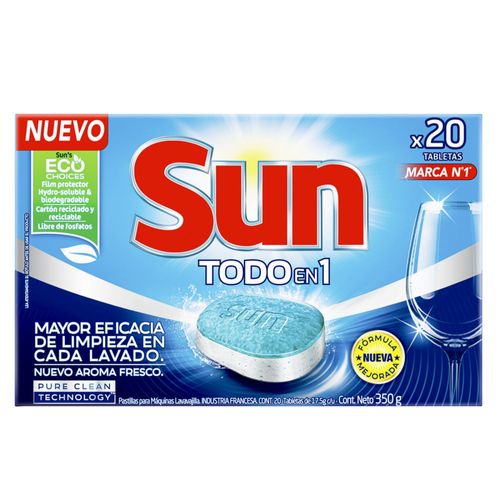 Detergente en tabletas SUN máquina lavavajillas x20 un.