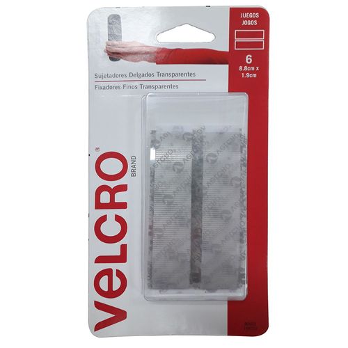 Tiras VELCRO con adhesivo transparente 8.8x1.9 cm 6 piezas