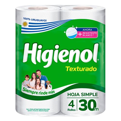 Papel higiénico HIGIENOL texturado 4 un.