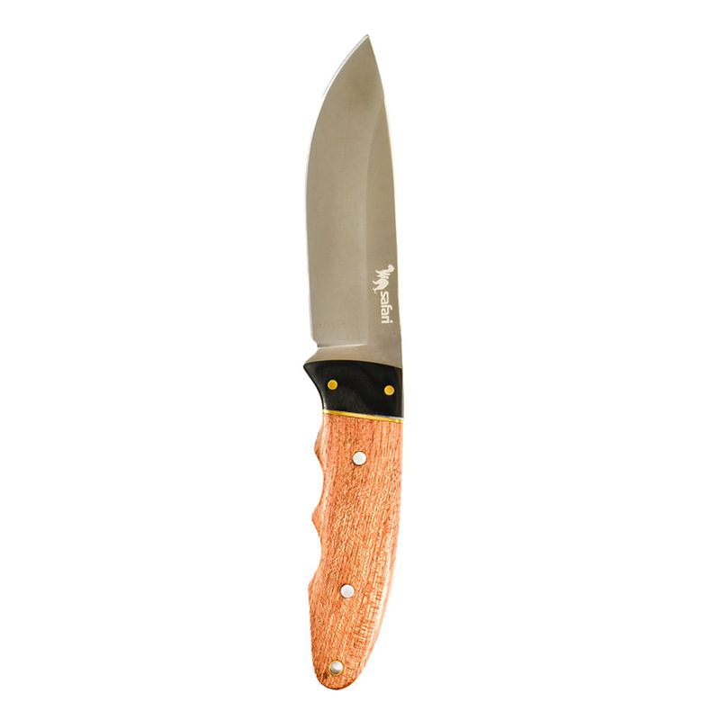 Cuchillo-SAFARI-hoja-fija-mango-de-madera-22-cm-0