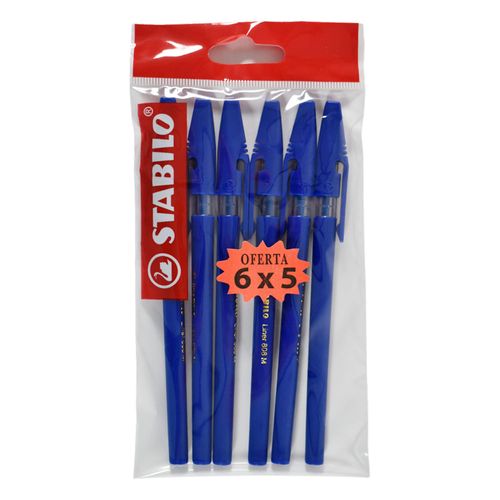Bolígrafo STABILO Liner Classic 6x5 Azules