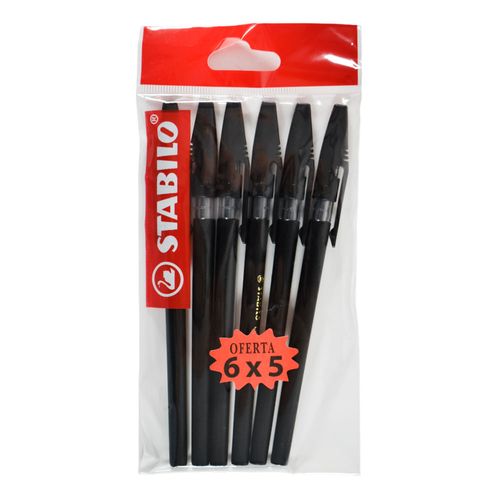 Bolígrafo STABILO Liner Classic 6x5 Negros