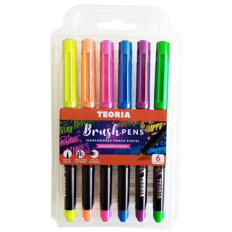 Marcadores-TEORIA---punta-pincel-6-colores-neon-0