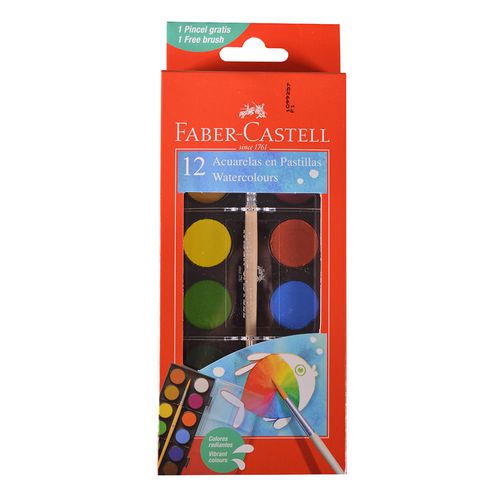 Acuarela FABER CASTELL 12 colores + pincel