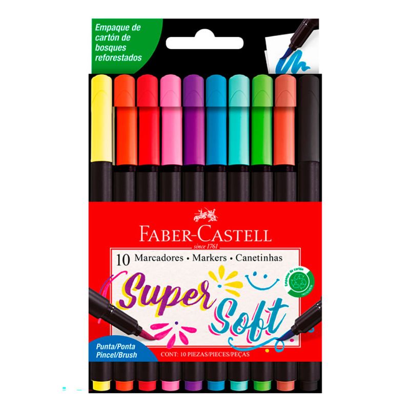 Marcadores-FABER-CASTELL-Supersoft-10-un-Punta-Pincel-0