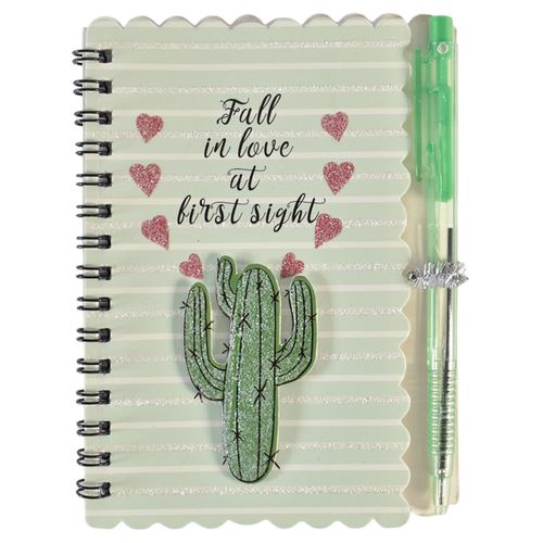 Libreta con lapicera 14x10 cm 30 hojas diseño Cactus