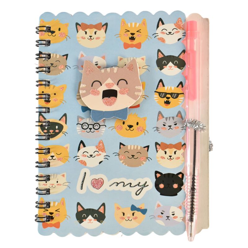 Libreta-con-lapicera-14x10-cm-30-hojas-diseño-Gato-1