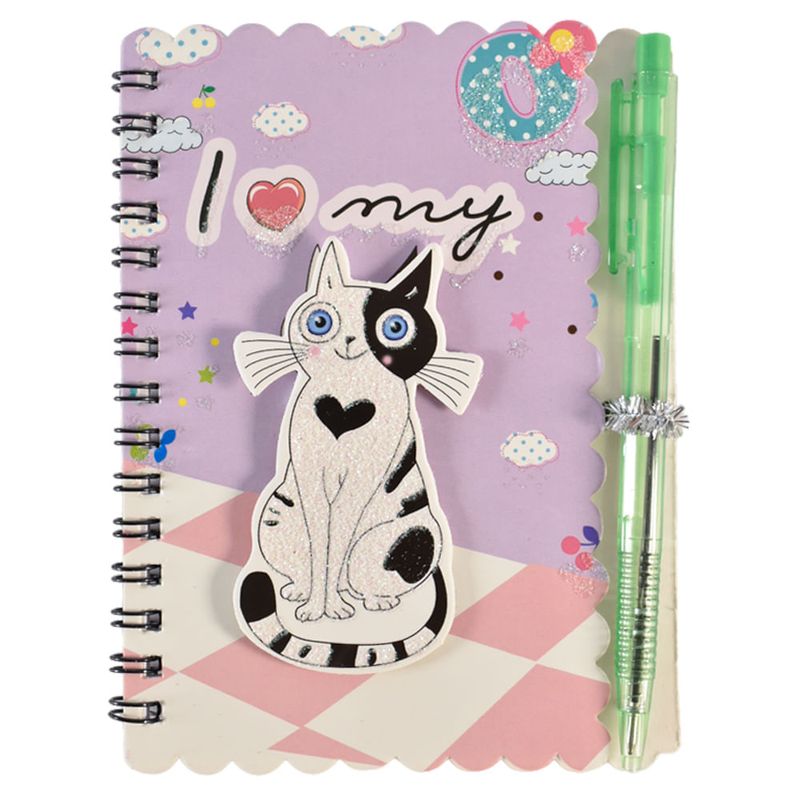 Libreta-con-lapicera-14x10-cm-30-hojas-diseño-Gato-2