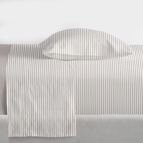 Juego de sabanas HOME Twin Microfibra a rayas beige