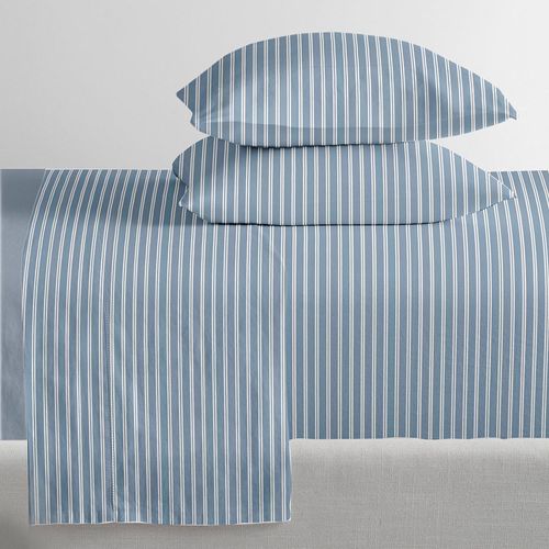 Juego de sabanas HOME Queen Microfibra a rayas azul
