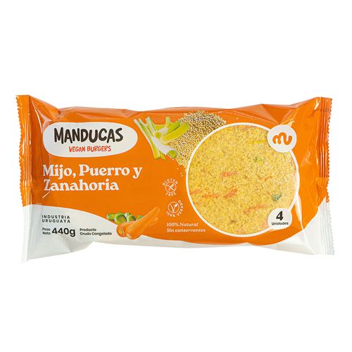Hamburguesas de mijo, puerro y zanahoria MANDUCAS x4 un. 440 g