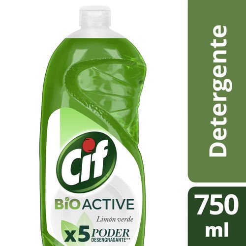 Detergente lavavajilla CIF Bio Active limón verde 750ml