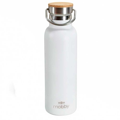 Botella acero inoxidable 450ml de pared tapa bamboo MOBBY