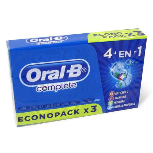 Pack x 3 Crema dental Oral-B complete 4 en 1 80 g