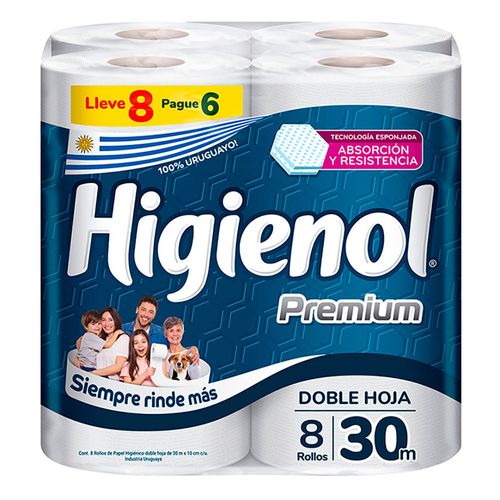 Papel higiénico HIGIENOL premiun doble Hoja 8x6