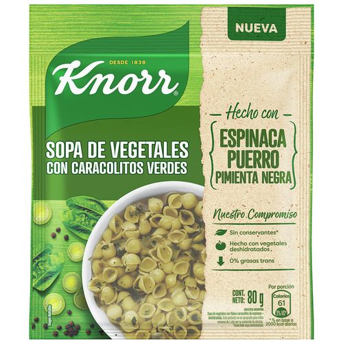 Sopa casera KNORR vegetales con pasta verde 80 g