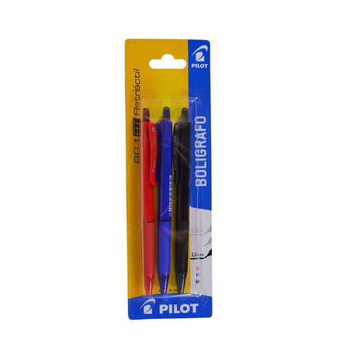 Bolígrafo PILOT retráctil 3un. surtidos