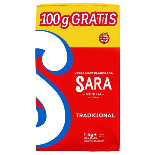 Yerba SARA tradicional 1 kg + 100 g de regalo