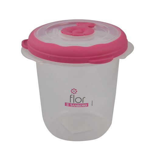 Recipiente hermético redondo alto flor SAN REMO rojo